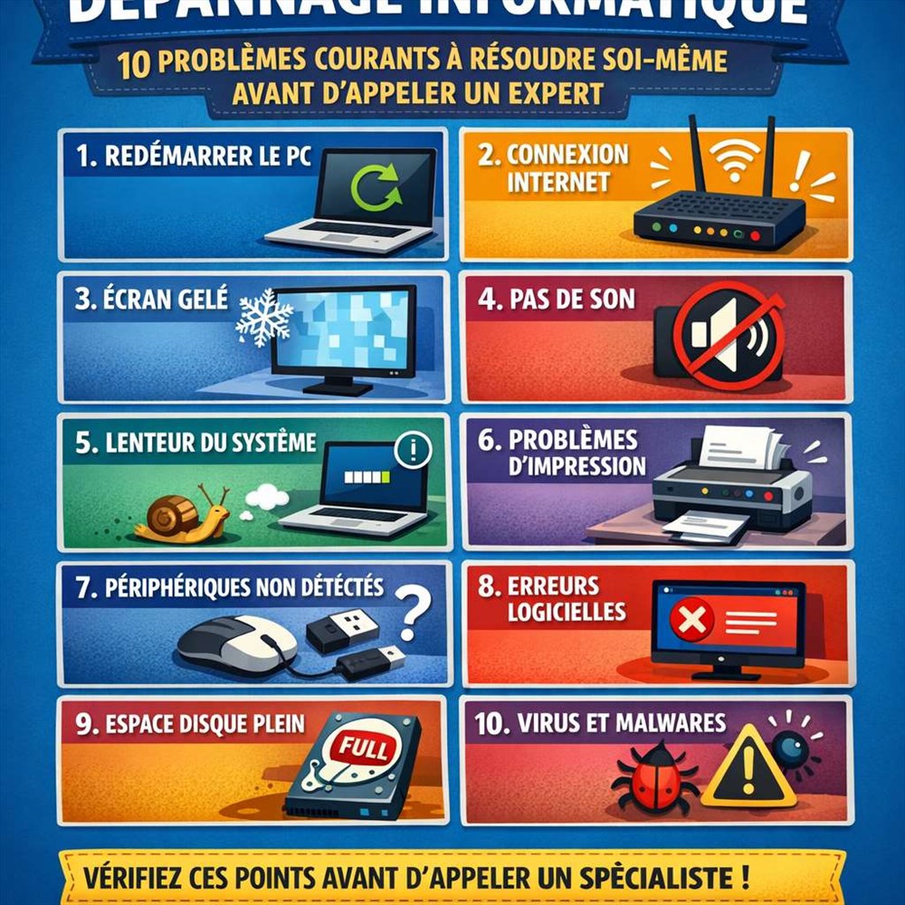 Dépannage informatique : 10 problèmes courants à résoudre soi-même avant d'appeler un expert
