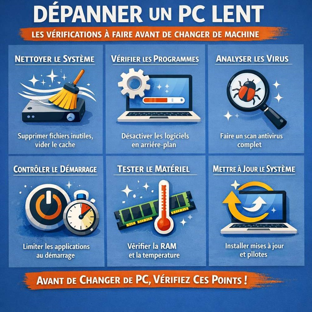 Dépanner un PC lent : les vérifications à faire avant de changer de machine